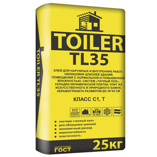 Клей для плитки высокой фиксации TOILER TL 35 25кг