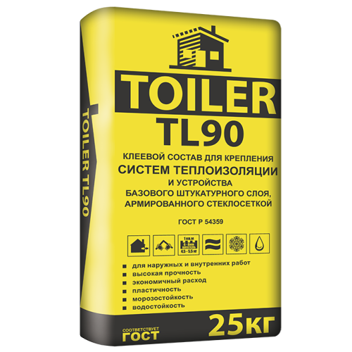 Клей для теплоизоляции TOILER TL 90 25кг